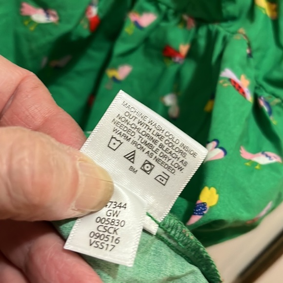 Hanna Anderson girls 14 top green w birds cotton ruffles - Picture 5 of 7